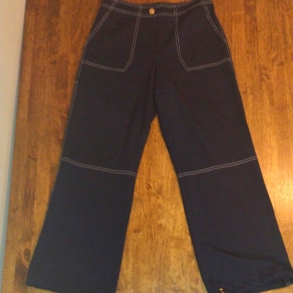 Navy Blue St. John Sport Pants with White Stitching 2
